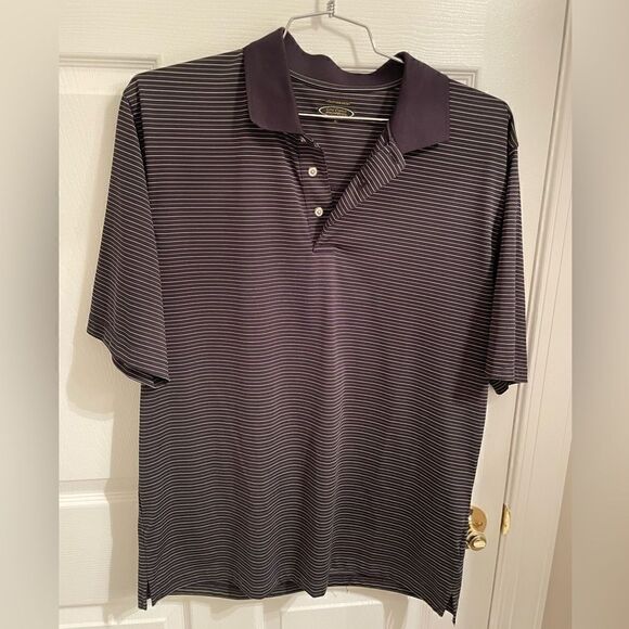 pebble beach black and white stripped polo - Picture 1 of 2